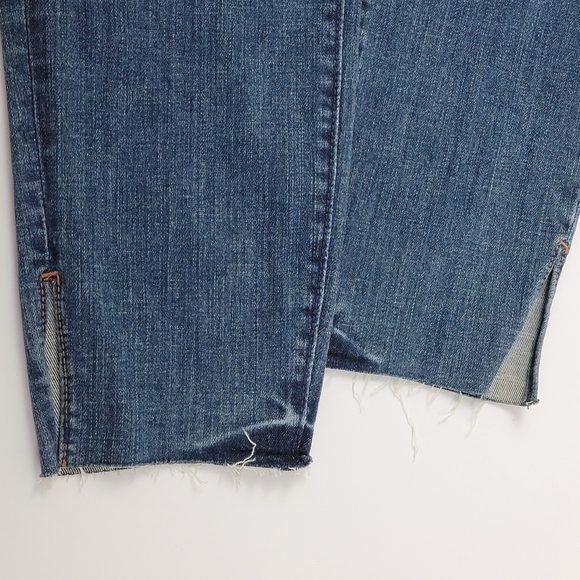 LOFT High Rise Modern Skinny Raw Hem Slit Dark Wash Denim Jeans Sz 12/31 NEW - Picture 9 of 16